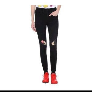 Disney Mickey Mouse & Minnie Mouse Kissing Patch High-Waisted Black Jeans 15